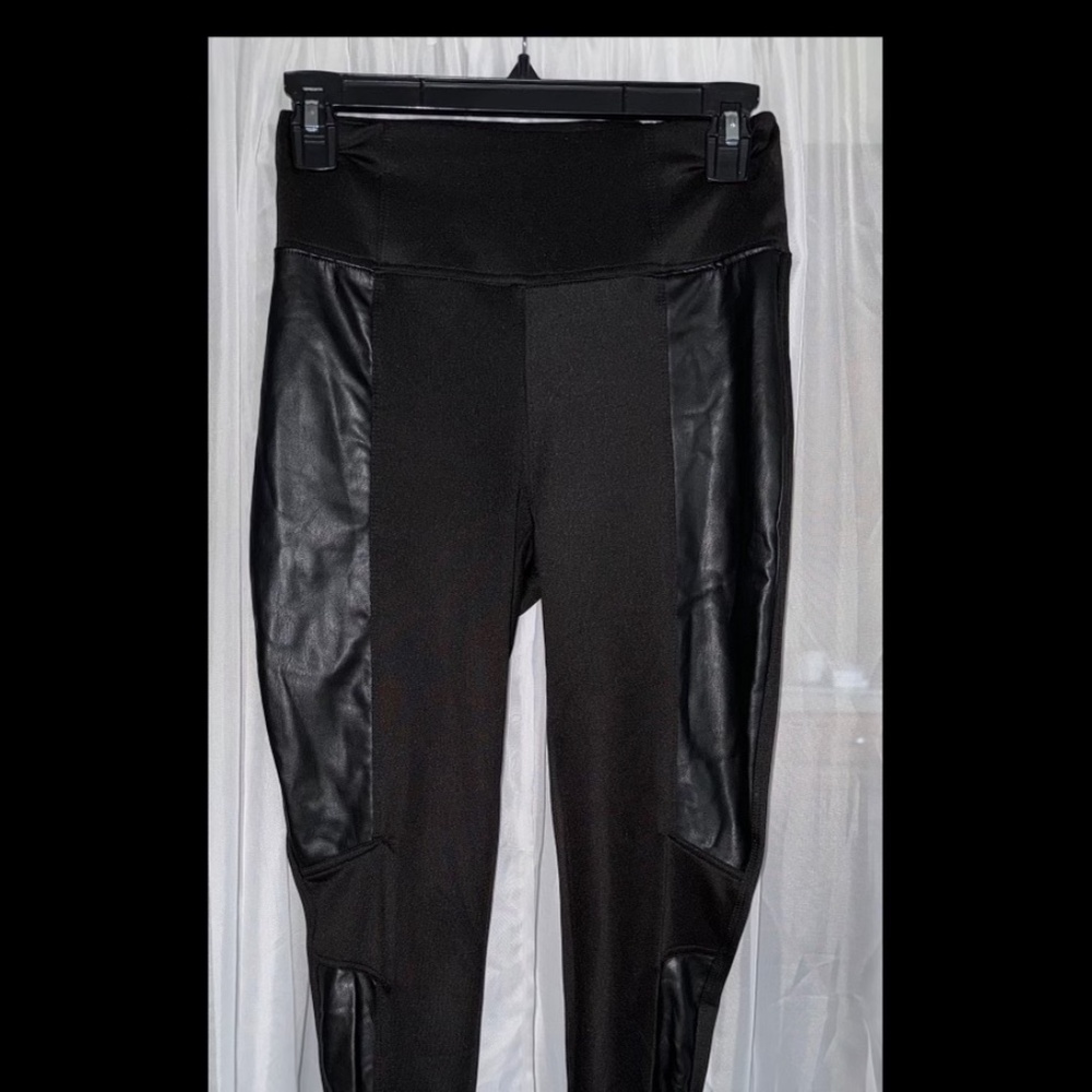 Black leggings with some faux leather